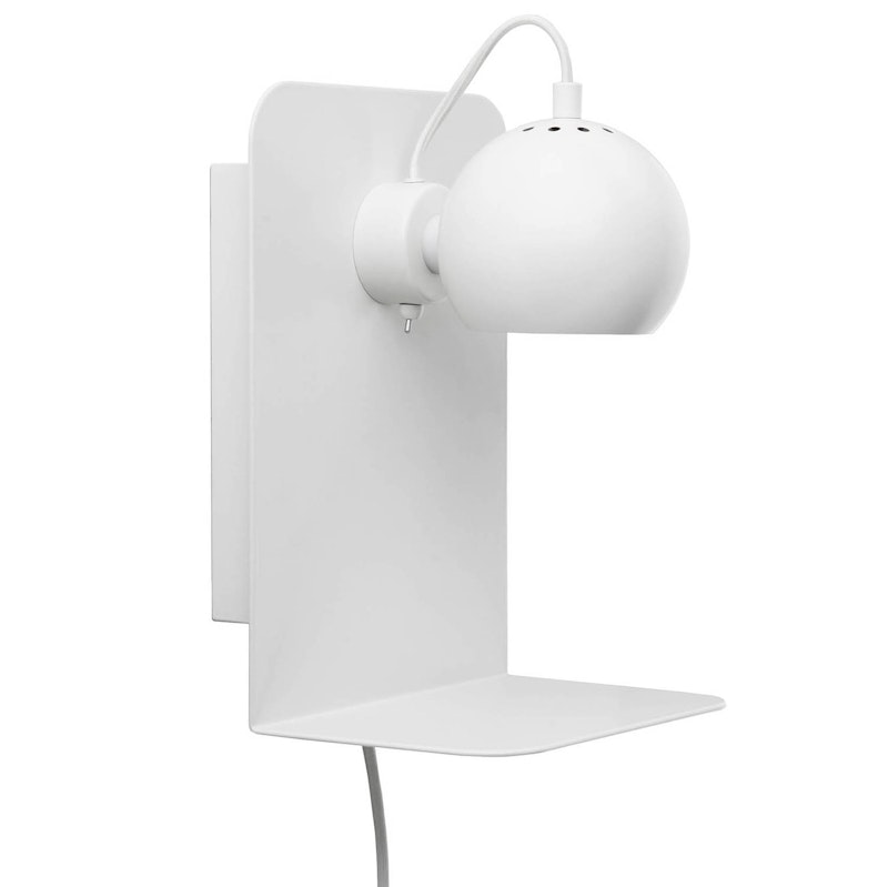 Ball metall Vägglampa med USB, Matt Vit