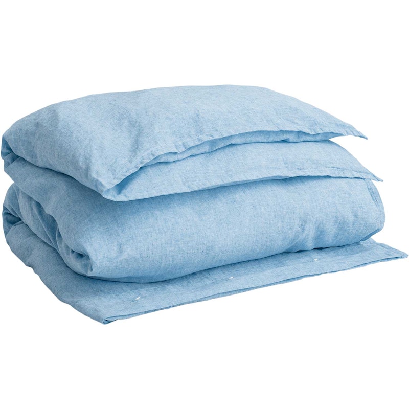 Cotton Linen Påslakan Silver Lake Blue, 220x220 cm