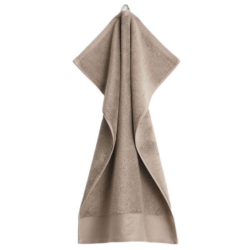 Embroidery Handduk 30x50 cm, Taupe Beige