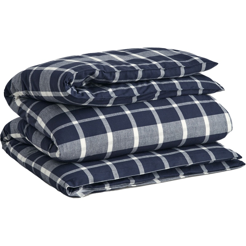 Flannel Check Double Påslakan Marine, 150x210 cm