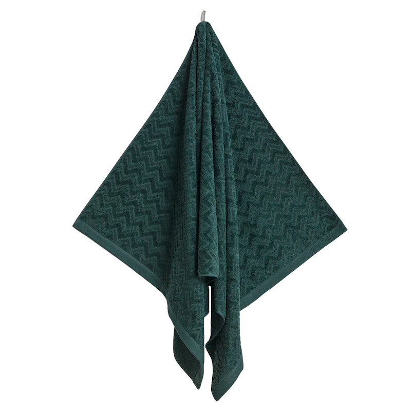 Jacquard Herringbone Handduk 50x70 cm, Tartan Green