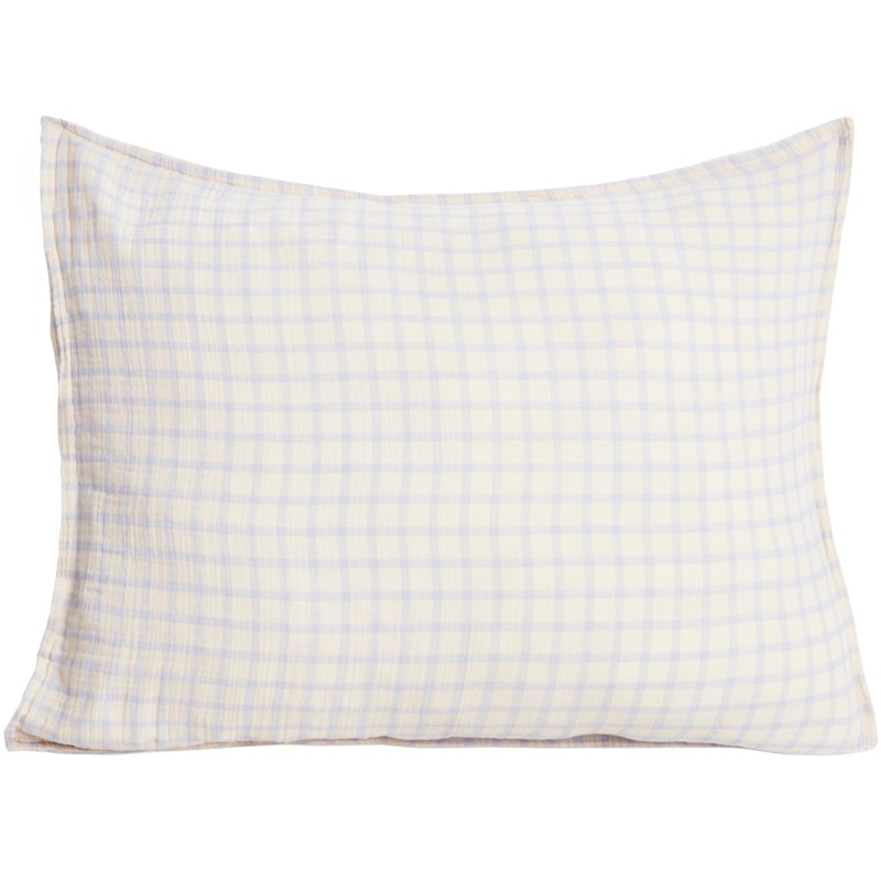 Gingham Sky Blue Muslin Örngott, 50x60 cm