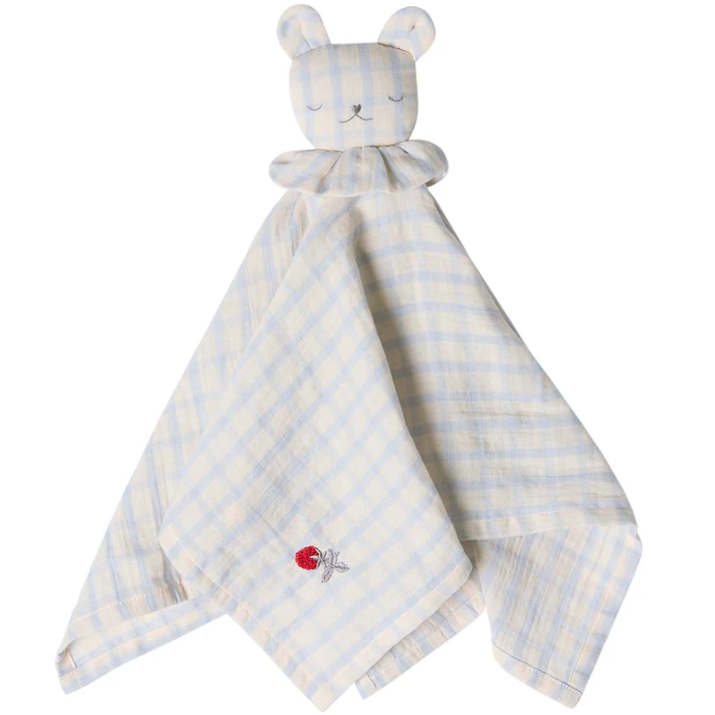 Gingham Sky Blue Muslin Snuttefilt Björn