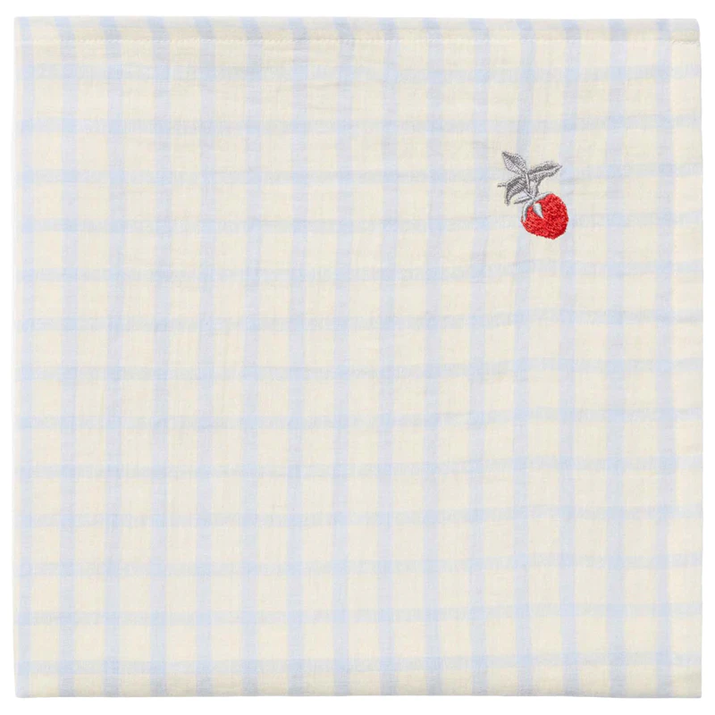 Gingham Sky Blue Muslin Babyfilt, 110x110 cm