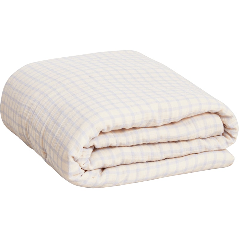 Gingham Sky Blue Vadderad Filt Muslin, 100x140 cm