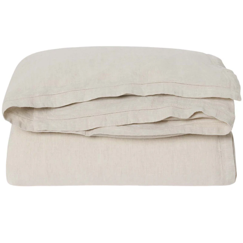 Hemstitched Linen Påslakan Dubbel, 240x220 cm