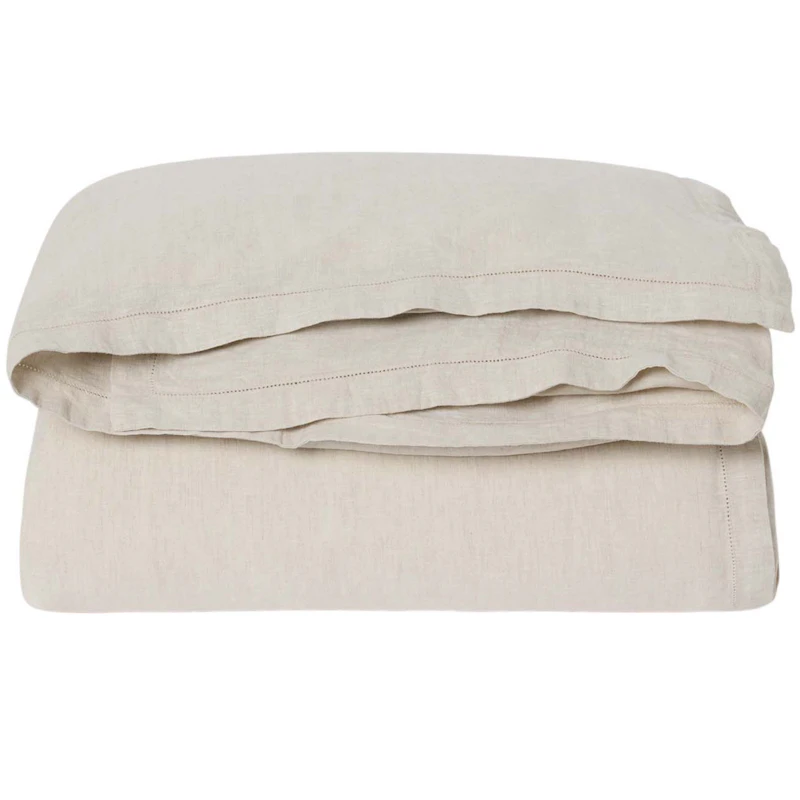 Hemstitched Linen Påslakan Dubbel, 220x220 cm