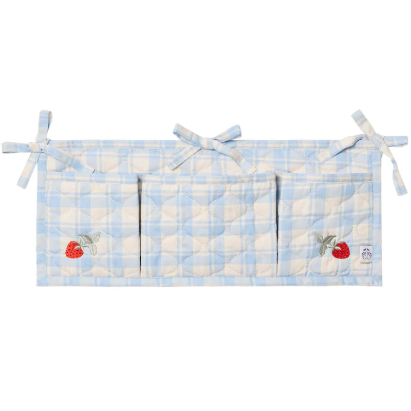 Plaid Sky Blue Sängficka Quiltad