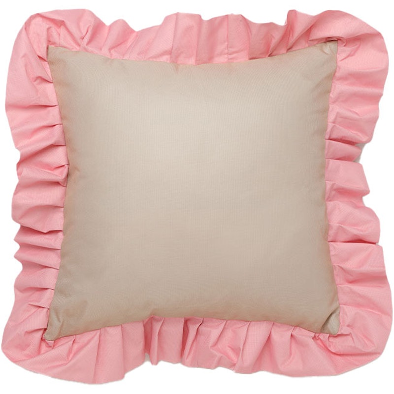 Kudde Med Volang Utomhus 61x61 cm, Beige / Rosa