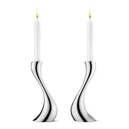 Georg Jensen Cobra Ljusstake 2-pack 20 Cm - Ljusstakar Rostfritt St&aring;l Silver - 3586579