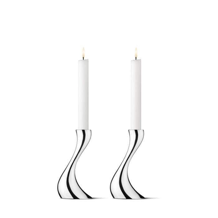 Georg Jensen Cobra Ljusstake 2-pack 16 Cm - Ljusstakar Rostfritt St&aring;l Silver - 3586694