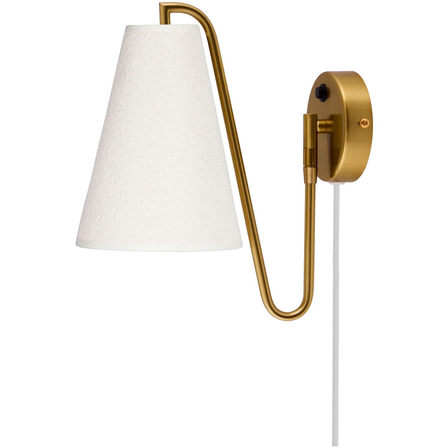 Globen Lighting Lou V&auml;gglampa Vit / Borstad M&auml;ssing - V&auml;gglampor Boucl&eacute; Vit - 733565