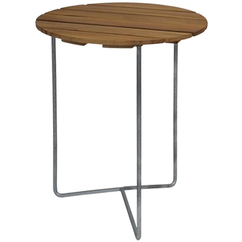 6B Bord Ø60 cm, Obehandlad Teak / Varmförzinkat Stål