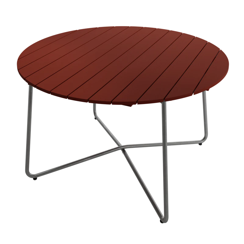 9A Bord Ø120 cm, Mörkröd / Varmförzinkat Stål