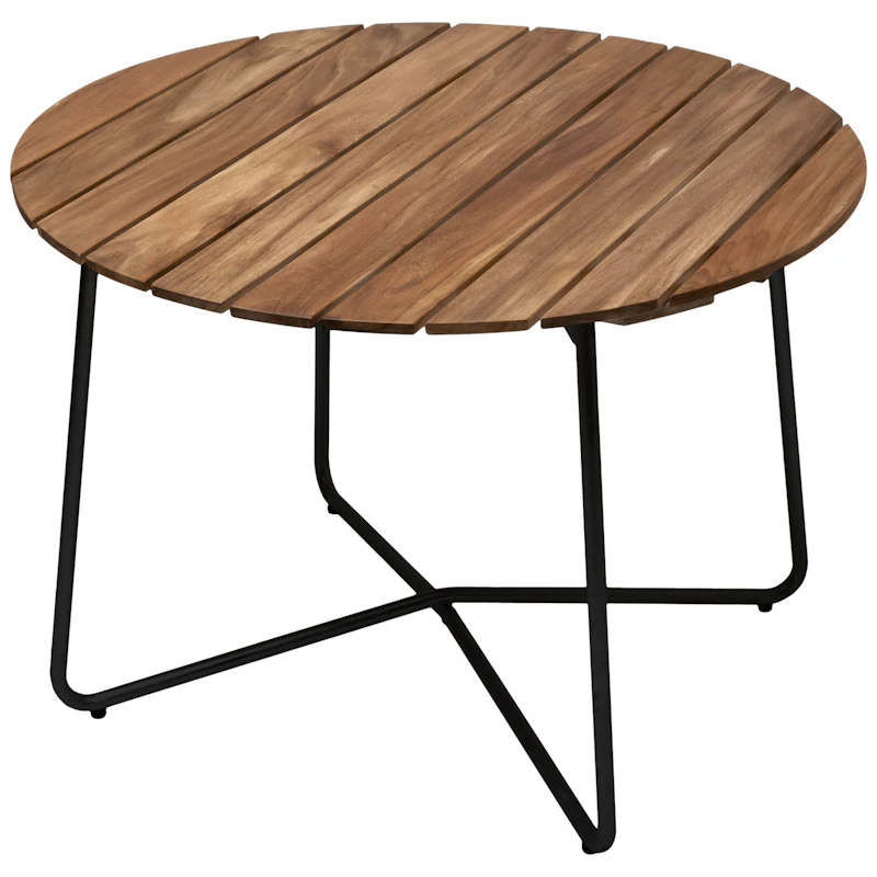 9A Bord Ø100 cm, Obehandlad Teak / Svart