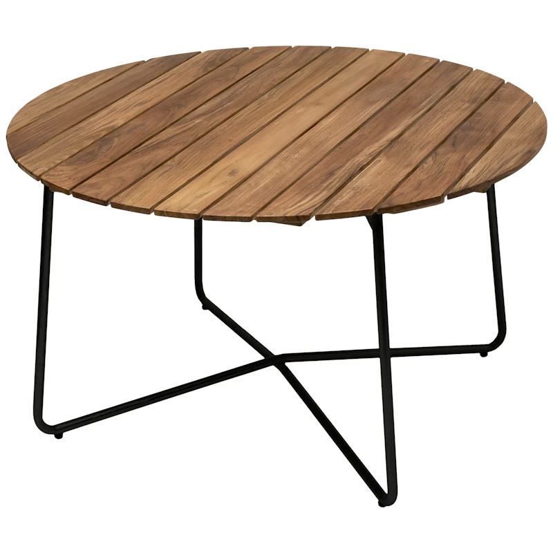 9A Bord Ø100 cm, Obehandlad Teak / Svart