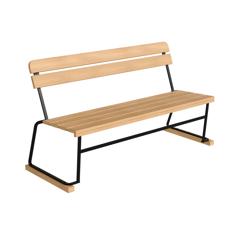 Soffa 3 140 cm, Oljad Ek / Svart Stål