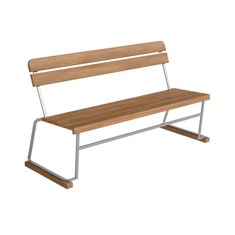 Soffa 3 140 cm, Teak / Varmförzinkat Stål