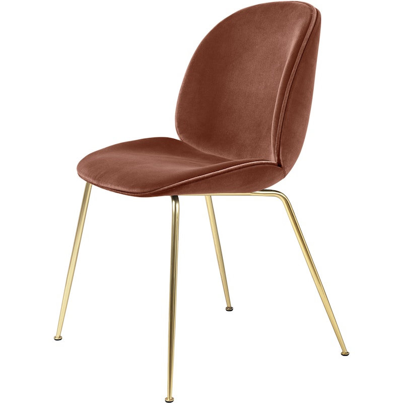 Beetle Stol Klädd Brass Base/ Velvet, Rusty Red