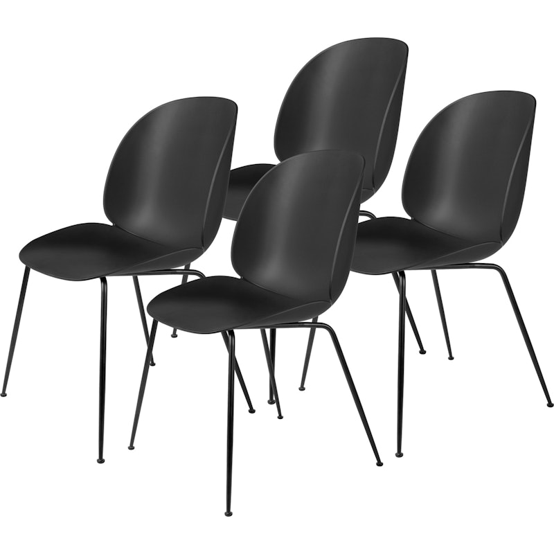 Beetle Stol Oklädd, Conic Base Svart, 4-Pack, Svart