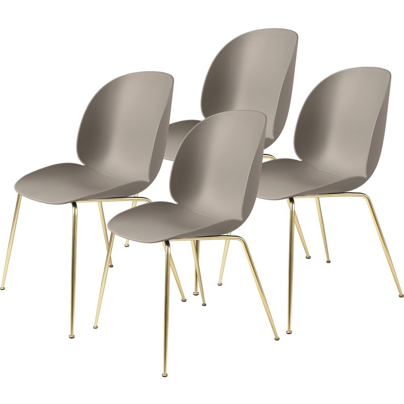 Beetle Stol Oklädd 4-pack Conic Base Brass, Beige