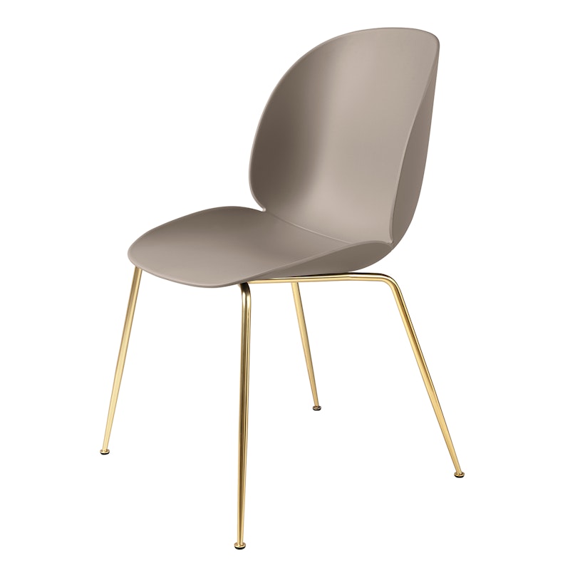 Beetle Stol Oklädd, Conic Base Mässing, Beige