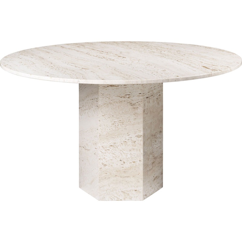 Epic Matbord Rund Ø130 cm, White Travertine