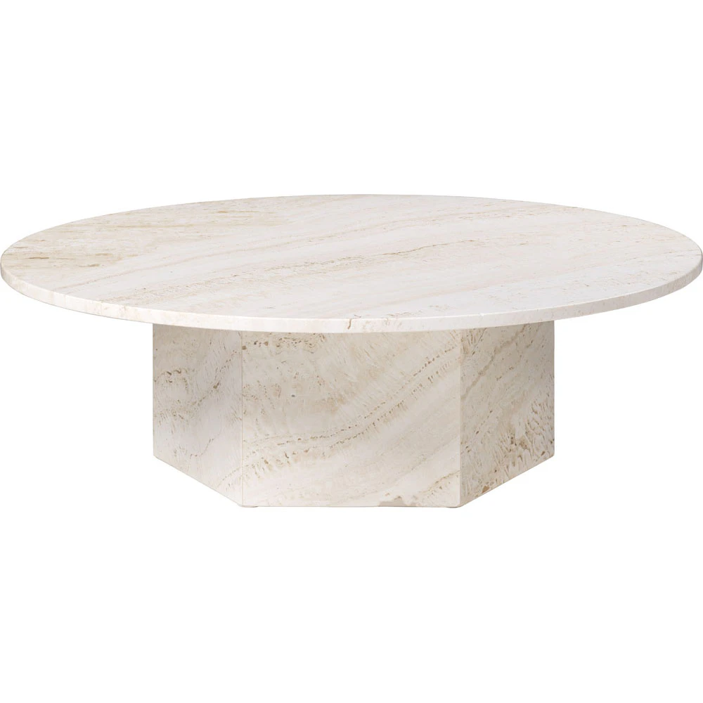 Gubi Epic Soffbord Rund 110 Cm Neutral White - Soffbord Travertin Neutral White - 10042376