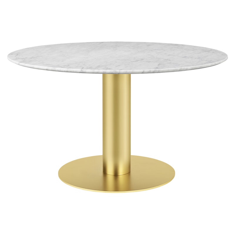 2.0 Matbord Mässing/Vit Marmor, Ø130 cm