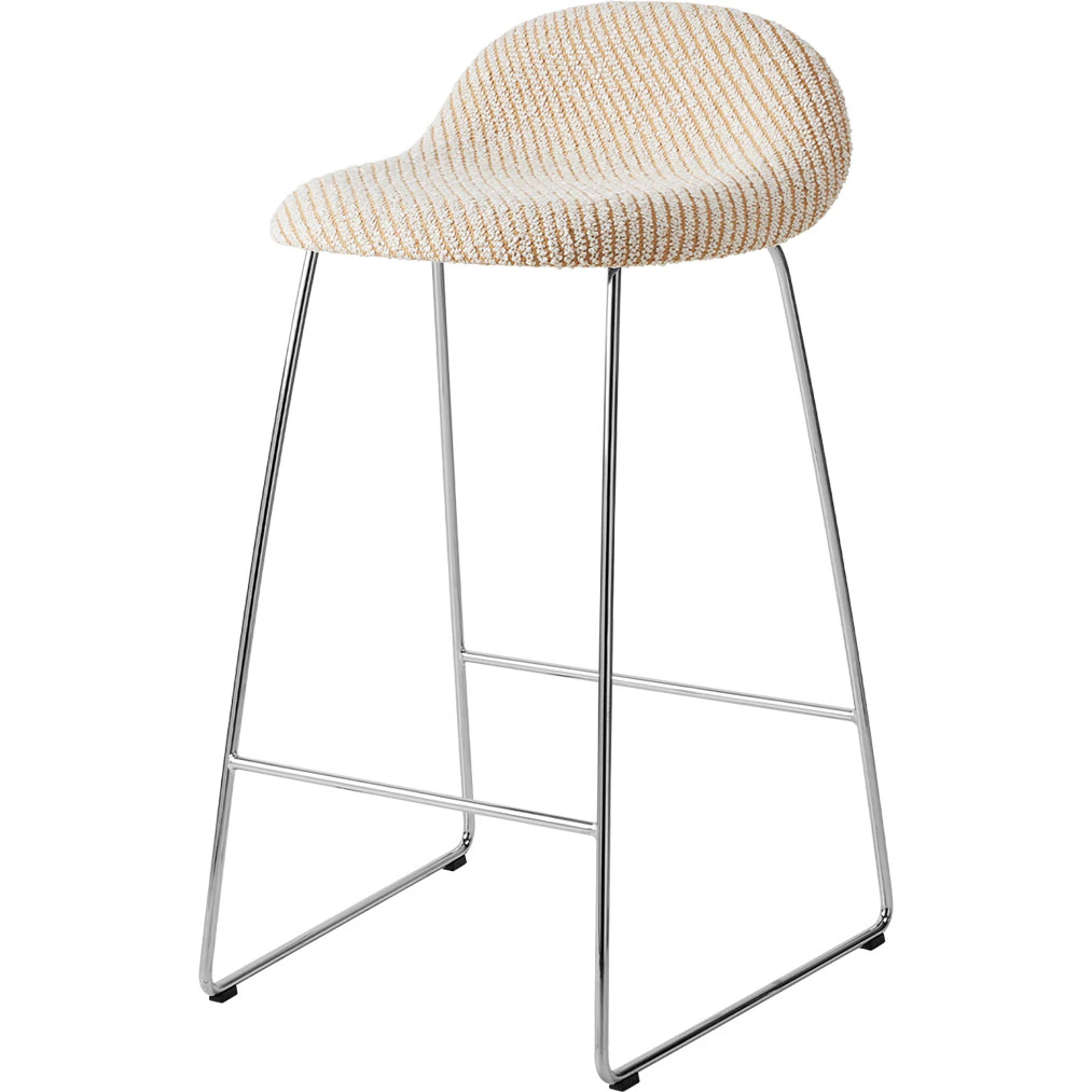 Gubi 3d Barstol H65 Rostfritt St&aring;l / Lupo Special Diagonal / Dedar 009 - Barstolar Boucl&eacute; Beige - 10145286