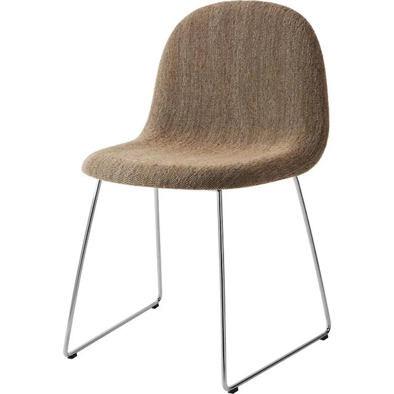 GUBI 3D Matstol, Rostfritt Stål / Bouclé 005