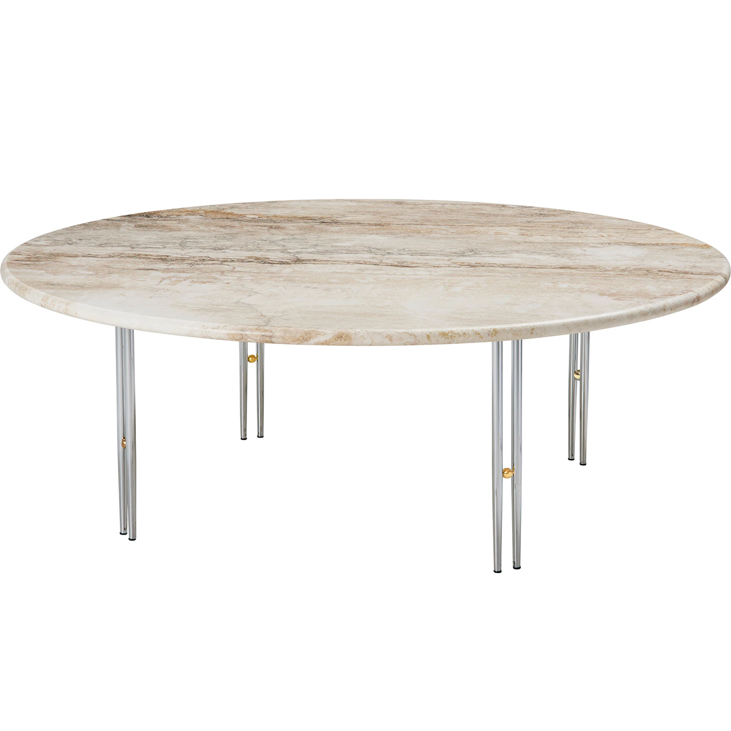 Gubi Ioi Soffbord &Oslash;100 Cm / Krom - Soffbord Travertin Beige - 10129144