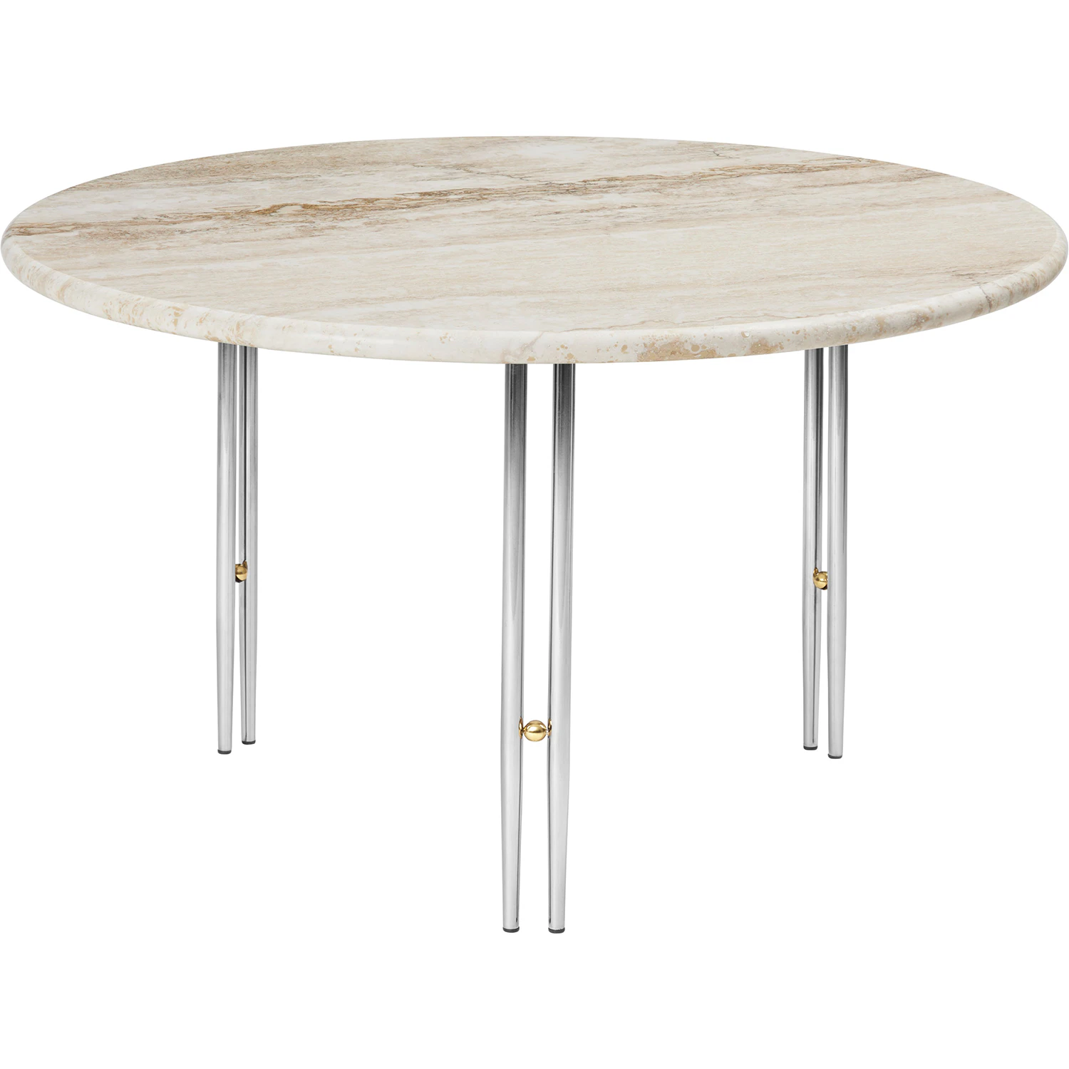 Gubi Ioi Soffbord &Oslash;70 Cm / Krom - Soffbord Travertin Beige - 10129142