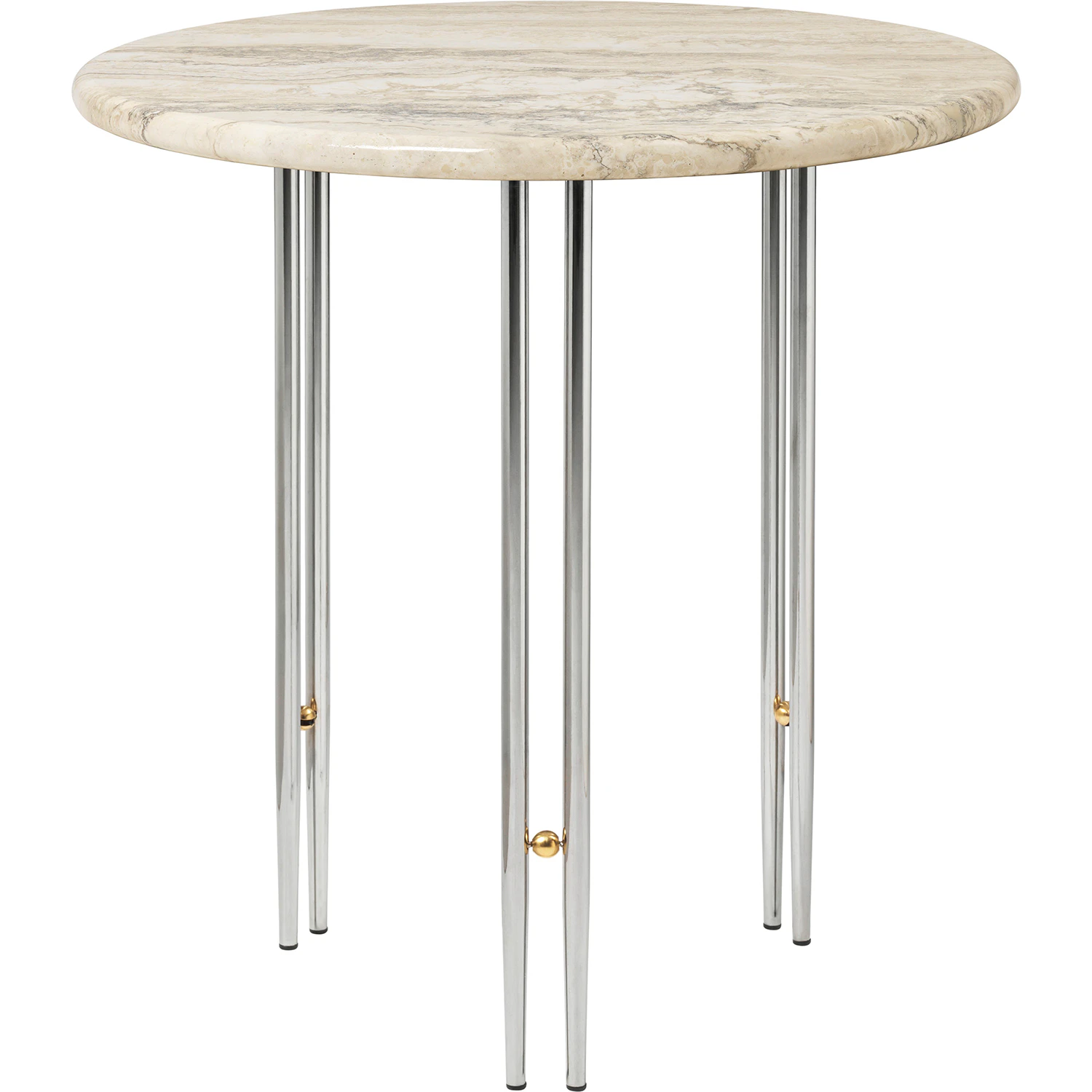 Gubi Ioi Sidobord &Oslash;50 Cm / Krom - Soffbord Travertin Beige - 10129140