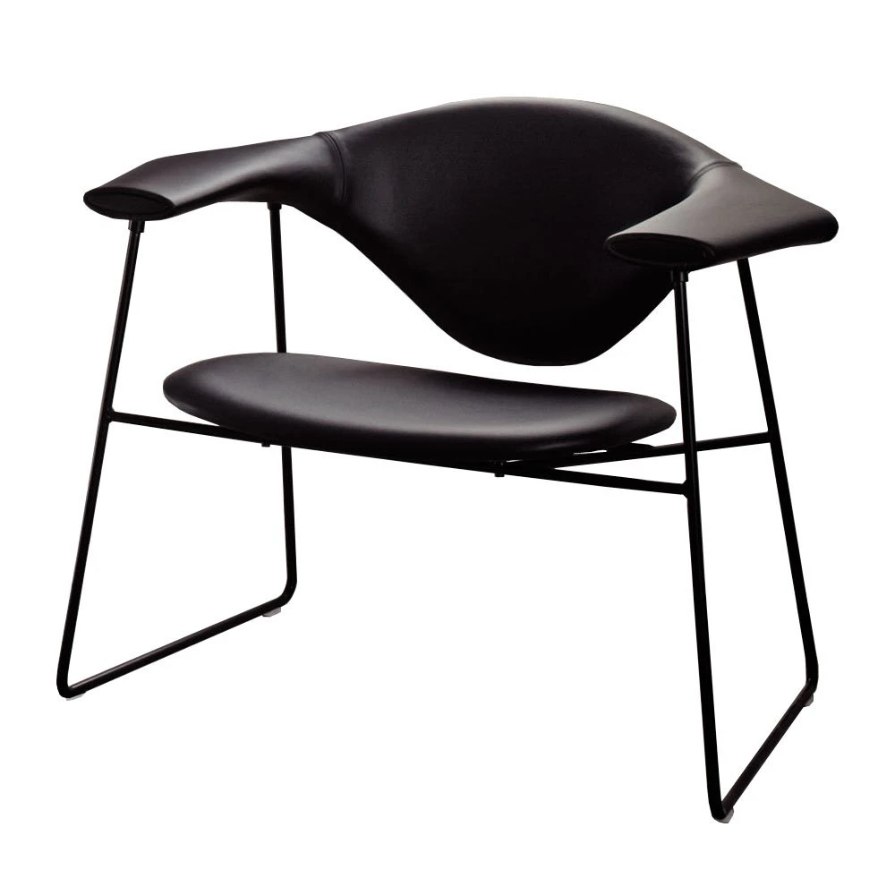 Gubi Masculo Lounge Chair Savanne Svart - F&aring;t&ouml;ljer L&auml;der Svart - 10150307