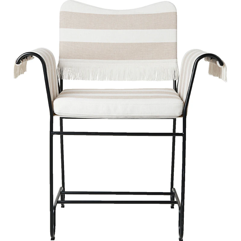 Tropique Matstol Med Fransar, Classic Black / Leslie Stripe 40