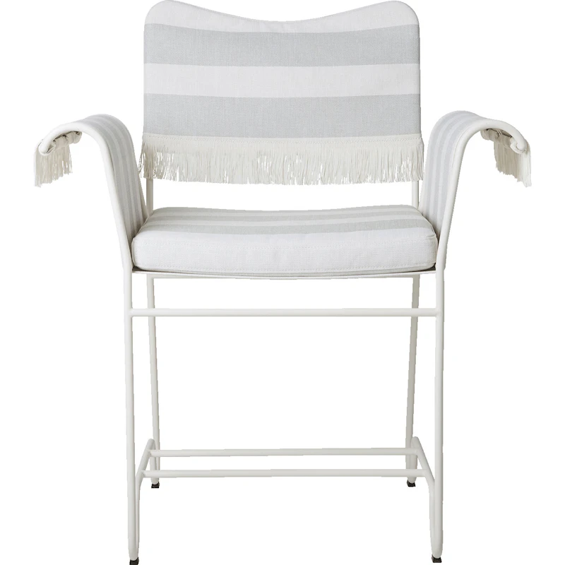 Tropique Matstol Med Fransar, Classic White Semi Matt / Leslie Stripe 20