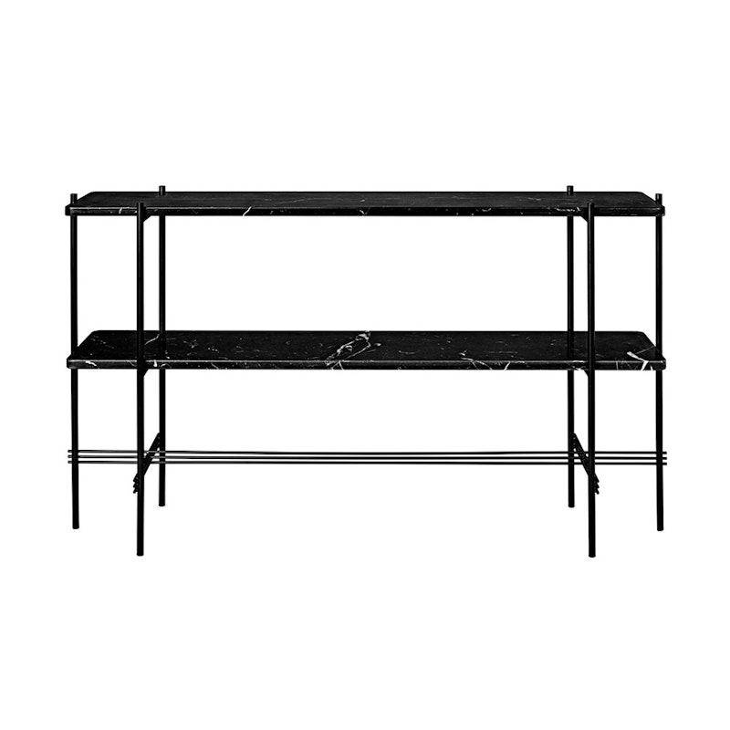 Ts Console 2 Hyllor, Svart/Svart Marmor