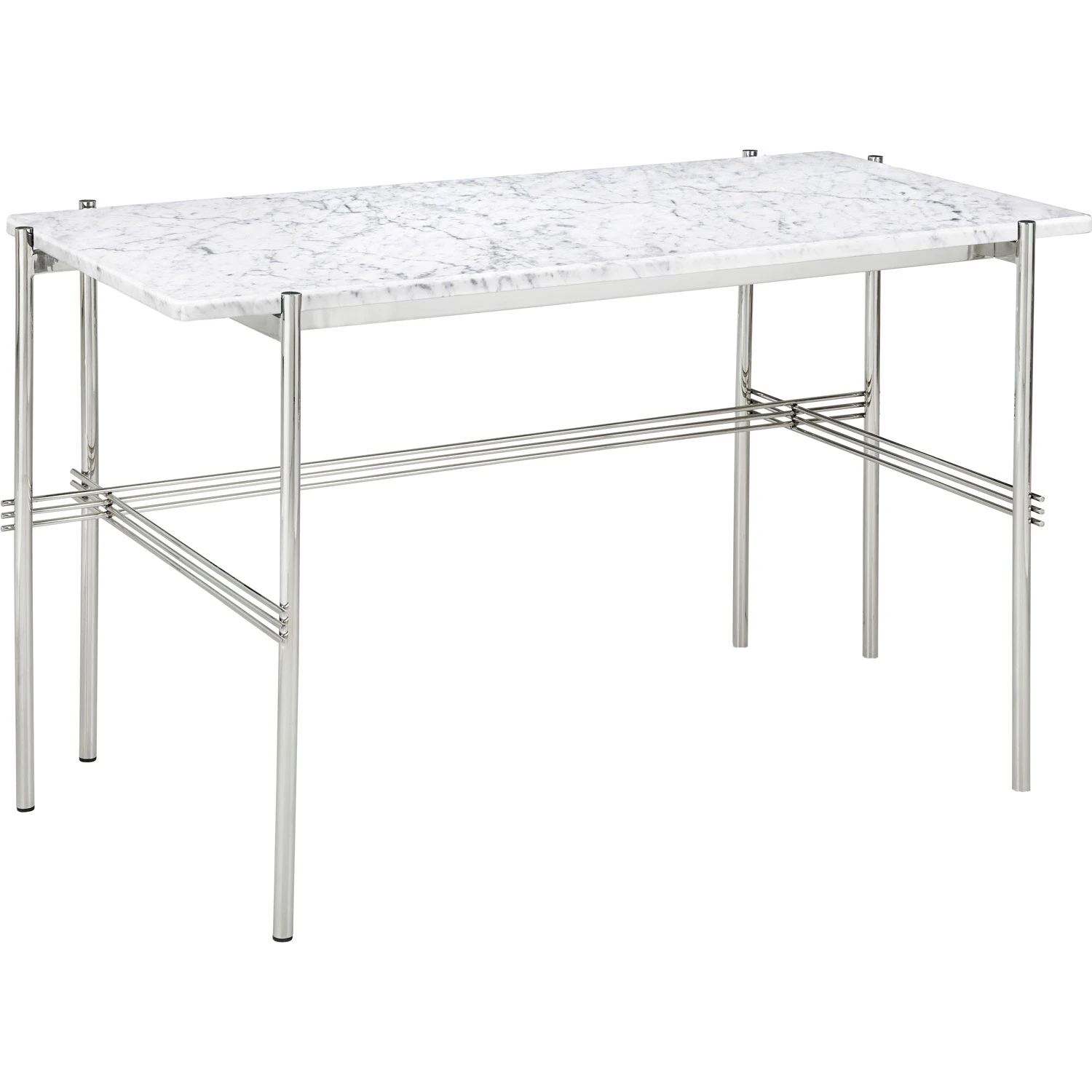 Gubi Ts Skrivbord 60x120 Cm Polerat St&aring;l / Vit Carrara - Skrivbord Marmor - 10121704