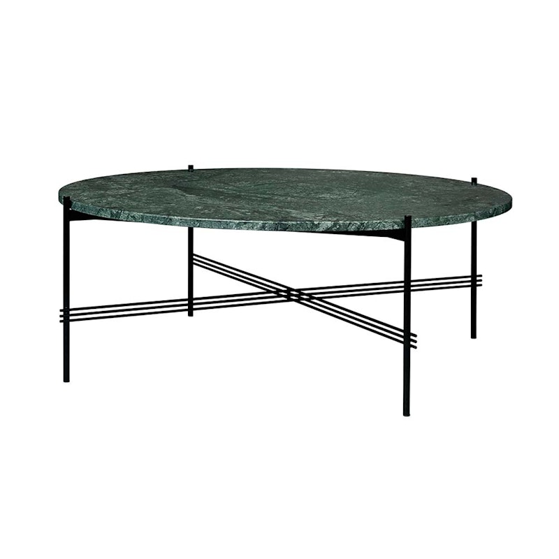 Ts Soffbord Ø105 cm, Svart/Grön Marmor