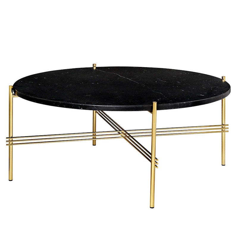 TS Soffbord 80 cm, Mässing / Svart Marquinamarmor