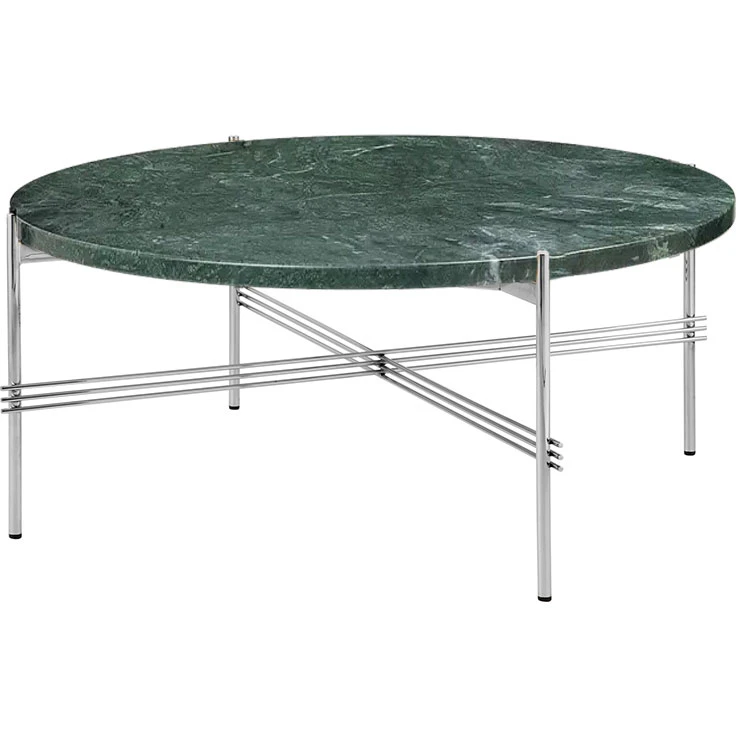 Gubi Ts Soffbord 80 Cm Polerat St&aring;l / Gr&aring; - Soffbord Guatemalamarmor Gr&ouml;n - 10123081