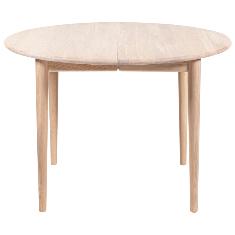 893 Matbord Förlängningsbar Ø120 cm, Vitoljad Ek