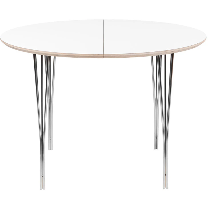 Haslev Symphony 82 Matbord &Oslash;105 Vit / Krom - Matbord & Barbord Laminat Vit - SYMH82-LAOA-SP00CR74