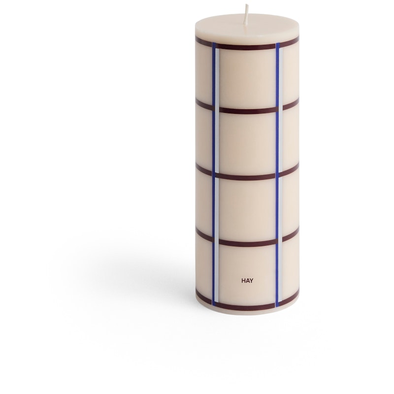 Column Candle Medium Off-white, bordeaux, blue and silver