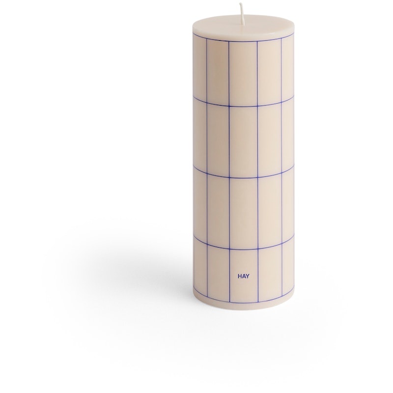 Column Blockljus Medium, Blå / Off-white