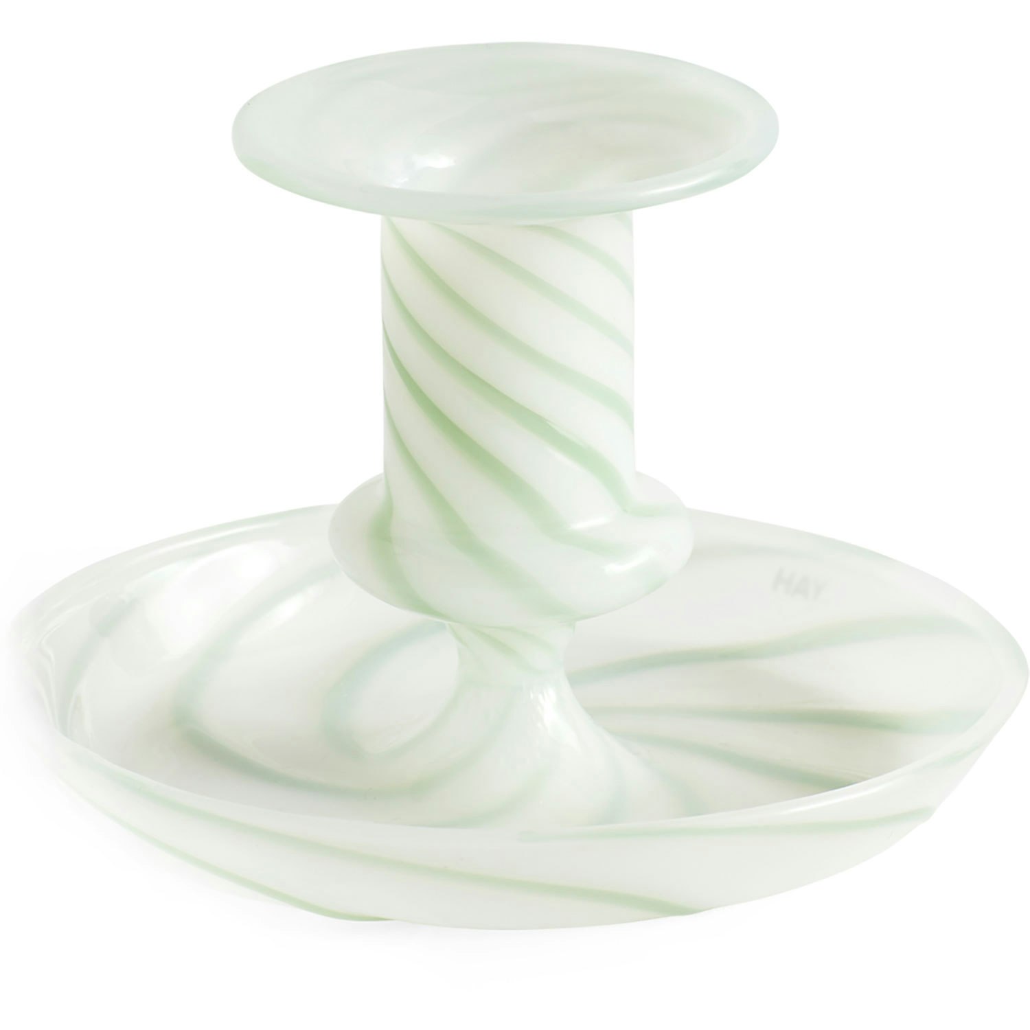 Hay Flare Stripe Milk Ljusstake 7,5 Cm Gr&ouml;n - Ljusstakar Borosilikatglas Gr&ouml;n - AB379-A587