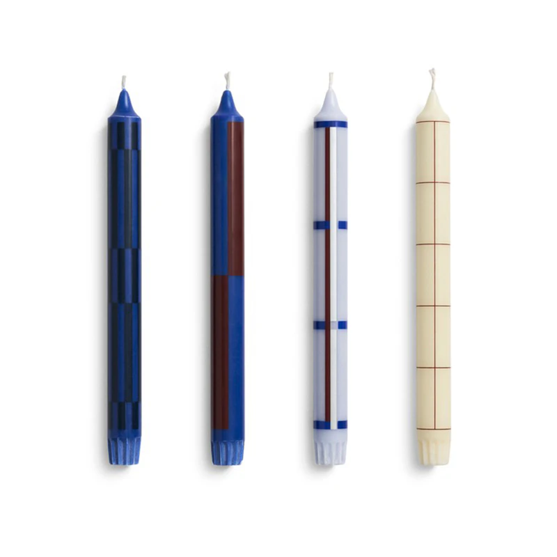Pattern Ljus 4-pack, Blå / Silver