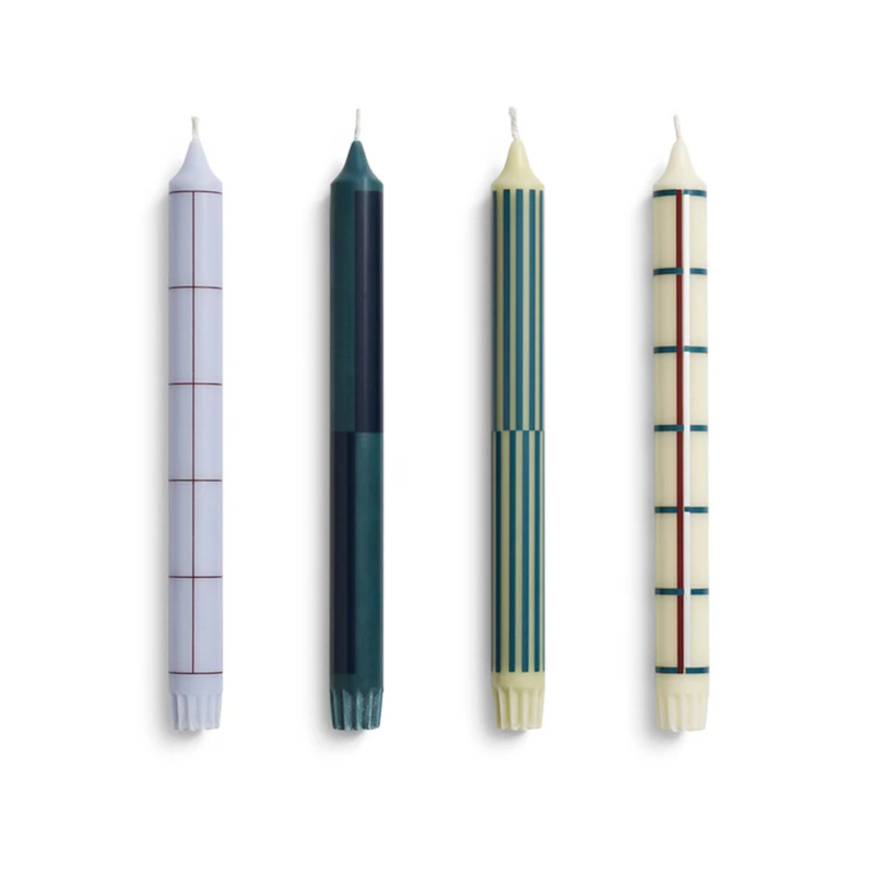 Pattern Ljus 4-pack, Grön / Silver