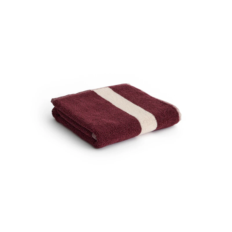 Stripe Handduk 40x60 cm, Vinröd